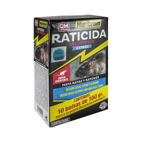 RATICIDA CEBO FRESCO 100GR. BRODIFACOUM 25PPM CAJA 10