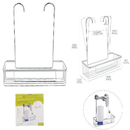 ORYX CESTILLO DE BAÑO PARA COLGAR DE ACERO CROMADO EN GRIFERIA, GIFROS, DUCHAS, BAÑERAS, COLOR INOX 30X12X38 (ALT) 