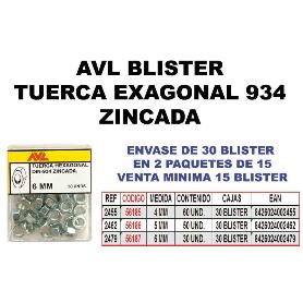 BLISTER TUERCA HEXAGONAL DIN 934 CINCADO METRICA M-5