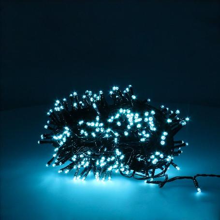 GUIRNALDA LUCES NAVIDAD 300 LEDS COLOR AZUL HIELO. LUZ NAVIDAD INTERIORES Y EXTERIORES IP44