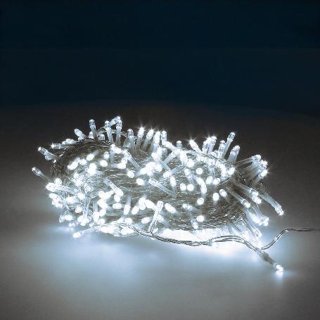 GUIRNALDA LUCES NAVIDAD 300 LEDS COLOR BLANCO FRIO LUZ NAVIDAD INTERIORES Y EXTERIORES IP44. CABLE TRANSPARENTE.