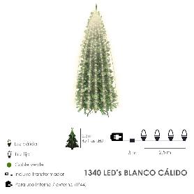 GUINALDA LUCES NAVIDAD 1340 LEDS CASCADA CUBREARBOL BLANCO CALIDO. IP44. LUZ NAVIDAD INTERIORES Y EXTERIORES