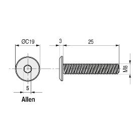 TORNILLO EMBELLECEDOR CEGAS CABEZA PLANA ALLEN M6 NÍQUEL. ELEGIR LARGO. LARGO 60MM DIÁMETRO 8MM
