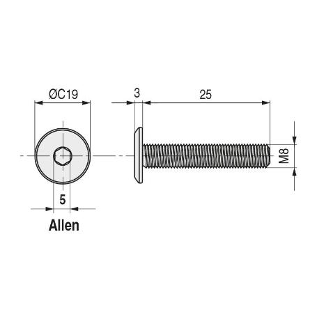 TORNILLO EMBELLECEDOR CEGAS CABEZA PLANA ALLEN M6 NÍQUEL. ELEGIR LARGO. LARGO 90MM DIÁMETRO 8MM