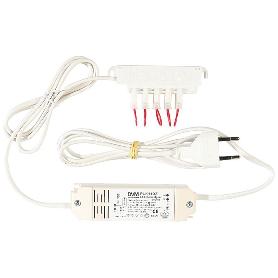 TRANSFORMADOR LED 1-9W ACODADO 350MA 220-240V (INTENSIDAD CONSTANTE) C/CABLE RED Y REGLETA.