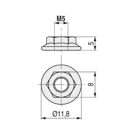TUERCA CON ARANDELA GRAFILADA DIN 6923 CINCADA METRICA M-4 (CAJA 1000)