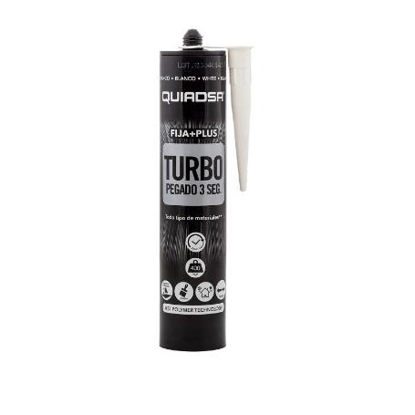 ADHESIVO ELASTICO QUIADSA BLANCO 290ML FIJA+PLUS TURBO 3SEG. ESPECIAL MADERA