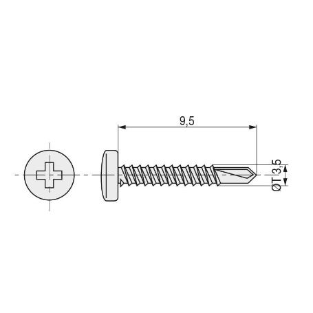 TORNILLO BROCA  ROSCA CHAPA CABEZA REDON LARG.R/CHAPA 80MM Ø ROSCA CHAPA 4.8MM (CAJA 250)