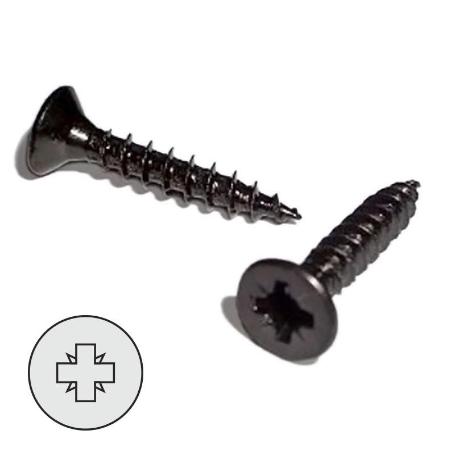 TORNILLO ROSCA MADERA CABEZA PLANA POZIDRIV NEGRO DIN 7505-A LARGO 20MM DIÁMETRO 4MM (CAJA 1000)