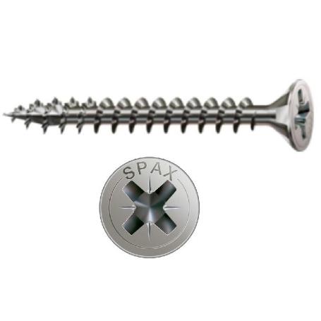 TORNILLO ROSCA MADERA CABEZA PLANA POZIDRIV SPAX INOXIDABLE LARGO 50NM DIÁMETRO 4MM (CAJA 200)