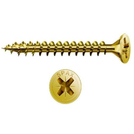 TORNILLO ROSCA MADERA CABEZA PLANA POZIDRIV SPAX YELLOW LARGO 45MM DIÁMETRO 3.5MM (CAJA 1000)