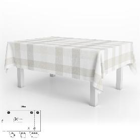 MANTEL HULE RECTANGULAR CUADROS BEIGE IMPERMEABLE ANTIMANCHAS PVC 140X250 CM.  RECORTABLE USO INTERIOR Y EXTERIOR