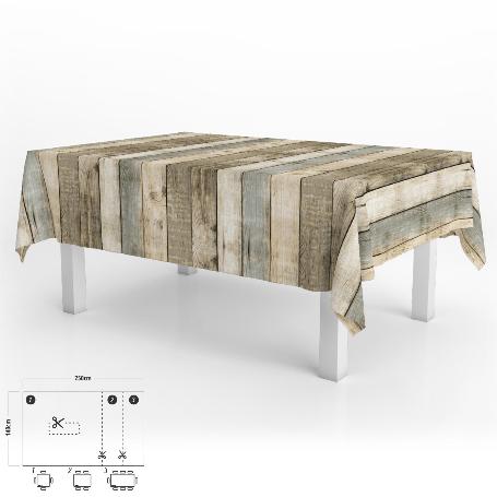 MANTEL HULE RECTANGULAR TABLONES MADERA IMPERMEABLE ANTIMANCHAS PVC 140 X 250 CM.  RECORTABLE USO INTERIOR Y EXTERI