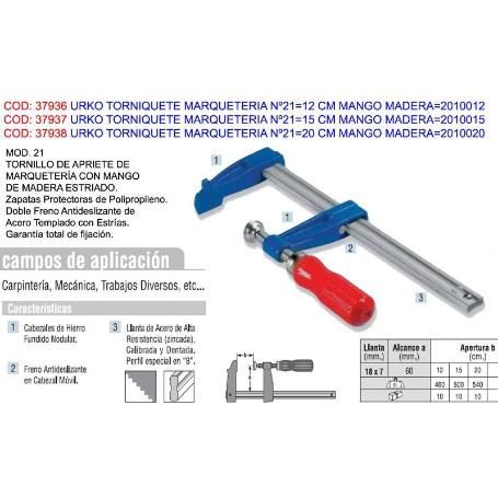 TORNILLO APRIETO MANGO MADERA 120MM.