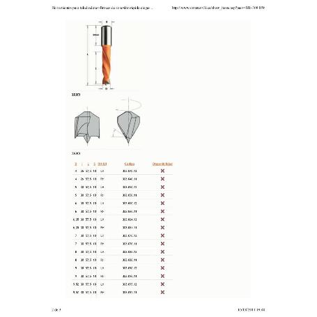 BROCA CIEGA CONEXIÓN RÁPIDA CMT 308 L-57.5MM ROTACIÓN IZQUIERDA BROCA 9MM