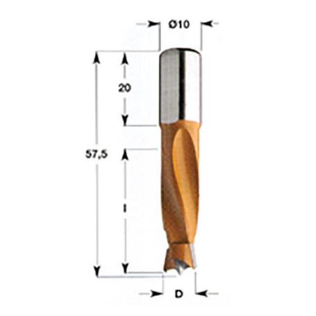 BROCA CIEGA CONEXIÓN RÁPIDA CMT 308 L-57,5MM ROTACIÓN DERECHA MANGO 10X20MM BROCA 5MM