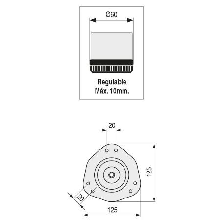 JGO.4PATAS REGULABLE PARA MESA VIGO 60-710 CROMO