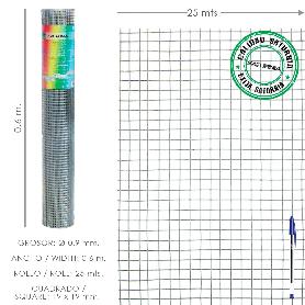 MALLA ELECTROSOLDADA LIGERA GALVANIZADA 19X19 ALTO 60 CM. ROLLO 25 METROS USO DOMESTICO