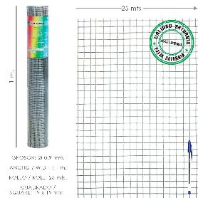 MALLA ELECTROSOLDADA LIGERA GALVANIZADA 19X19 ALTO 100 CM. ROLLO 25 METROS USO DOMESTICO