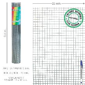 MALLA ELECTROSOLDADA GALVANIZADA 13X13 / ALTURA 60 CM. ROLLO 25 METROS. USO DOMESTICO