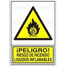 SEÑAL 346 PLAST.345X245PL.LIQU.INFLAM ­PELIGRO! RIESGO INCENDIO LIQ.INFLAMABLE