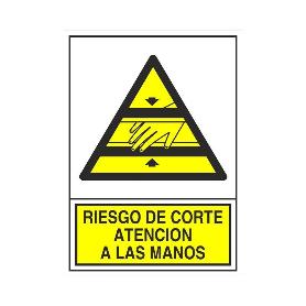 SEÑAL 396 PLAST.345X245R.CORTE MANOS RIESGO DE CORTE ATENCION LAS MANOS