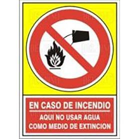 SEÑAL 409 PLAST.490X345NO AGUA P/EXT EN CASO DE INCENDIO NO USAR AGUA