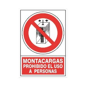 SEÑAL 428 PLAST.345X245MONT.PR.US.PERS MONTACARGAS PROHIBIDO EL USO A PERSONAS