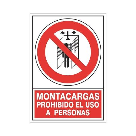 SEÑAL 428 PLAST.490X345 MONT.NO PERS. MONTACARGAS PROHIBIDO EL USO A PERSONAS