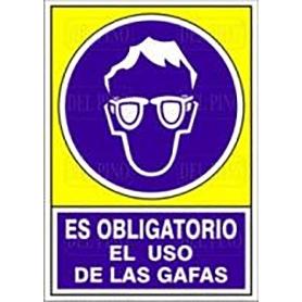 SEÑAL 610 PLAST.490X345 OBLI.USO GAFAS ES OBLIGATORIO EL USO DE LAS GAFAS