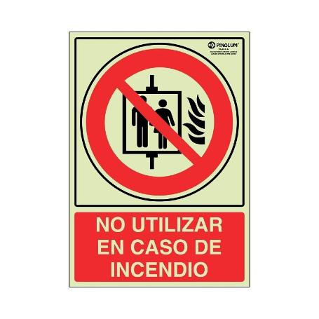 SEÑAL 7025 PLAST.297X210NO.UT.INC.LUM (ASCENSOR)NO UTILZAR EN CASO DE INCENDIO