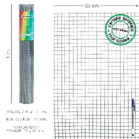 MALLA ELECTROSOLDADA GALVANIZADA 13X13 / ALTURA 100 CM. ROLLO 25 METROS USO DOMESTICO