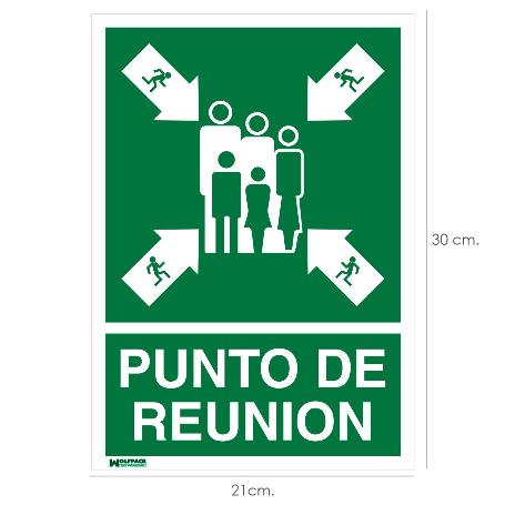 CARTEL INFORMATIVO PUNTO DE REUNION 30X21 CM.