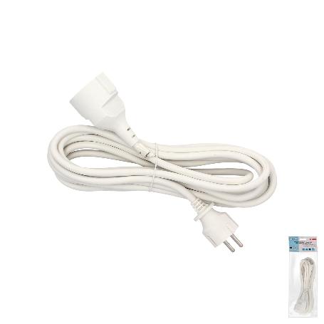 PROLONGADOR CABLE ELECTRICO 5 METROS. ALARGADERA 16 A. 3500 W. CONEXIÓN SUCKO 3 POLOS + TIERRA. COLOR BLANCO