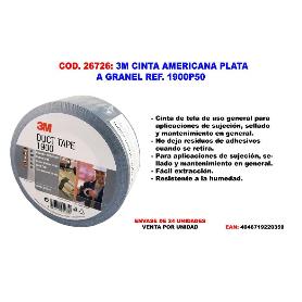 CINTA AMERICANA 3M 1900 50MX50MM PLATA