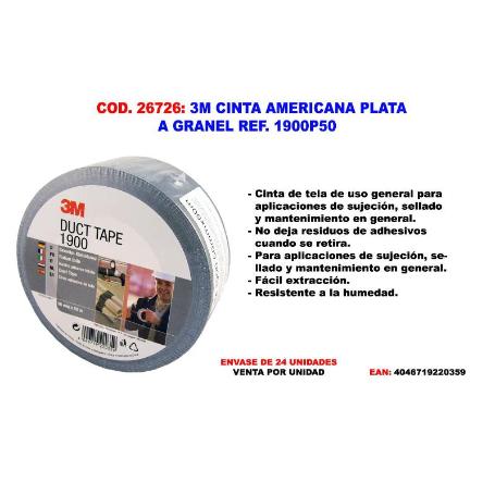 CINTA AMERICANA 3M 1900 50MX50MM PLATA