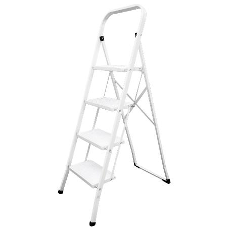 ESCALERA DOMESTICA ACERO 4 PELDAÑOS, ESCALERILLA BLANCA