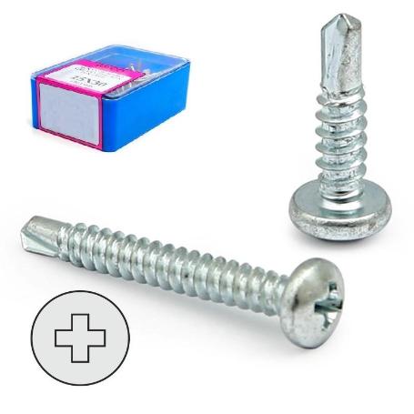 CAJA TORNILLO BROCA CABEZA ALOMADA DIN 7504-N CINCADO LARG.R/CHAPA 16MM Ø ROSCA CHAPA 4.2MM