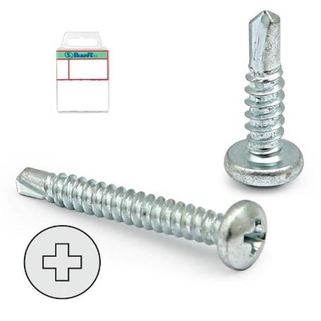 BLISTER TORNILLO BROCA CABEZA ALOMADA DIN 7504-N CINCADO LARG.R/CHAPA 16MM Ø ROSCA CHAPA 3.5MM