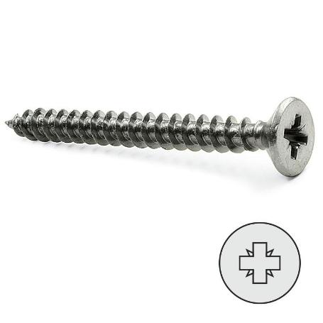 TORNILLO ROSCA MADERA CABEZA PLANA POZIDRIV INOXIDABLE DIN 7505-A LARGO 40MM DIÁMETRO 4MM