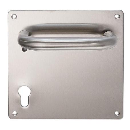 MANILLA PLACA INOX-ART HADES 170X170 C/B FORMA U. CON BOCALLAVE PERA A 85MM.- (CAJA 10)