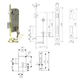 CERRADURA EMBUTIR TESA 2031/40/HL ENT-40MM, C/RECTO, DORADA