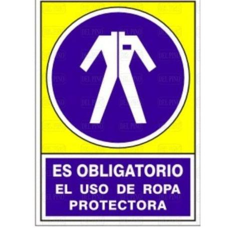 SEÑAL 643 PLÁSTICO 345X245 OBLIGATORIO USO ROPA PROTECTORA