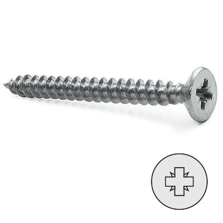 TORNILLO ROSCA MADERA CABEZA PLANA POZIDRIV ZINCADO DIN 7505-A LARGO 60MM R/PARCIAL DIÁMETRO 4MM (CAJA 500)