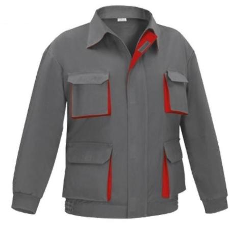 CAZADORA MULTIBOLSILLO BICOLOR TALLA 48-66 TALLAJE TALLA 52 ROPA BICOLOR GRIS ROJO