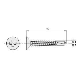 TORNILLO BROCA ROSCA CHAPA CABEZA PLANA DIN 7504-P ZINCADO LARG.R/CHAPA 19MM Ø ROSCA CHAPA 3.5MM (CAJA 1000)