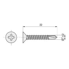 TORNILLO BROCA ROSCA CHAPA CABEZA PLANA DIN 7504-P ZINCADO LARG.R/CHAPA 22MM Ø ROSCA CHAPA 4.2MM (CAJA 500)