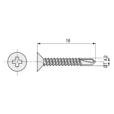 TORNILLO BROCA ROSCA CHAPA CABEZA PLANA DIN 7504-P ZINCADO LARG.R/CHAPA 16MM Ø ROSCA CHAPA 4.2MM (CAJA 1000)