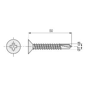 TORNILLO BROCA ROSCA CHAPA CABEZA PLANA DIN 7504-P ZINCADO LARG.R/CHAPA 50MM Ø ROSCA CHAPA 4.8MM (CAJA 500)