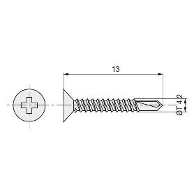 TORNILLO BROCA ROSCA CHAPA CABEZA PLANA DIN 7504-P ZINCADO LARG.R/CHAPA 13MM Ø ROSCA CHAPA 4.2MM (CAJA 1000)